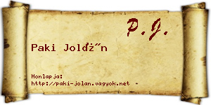 Paki Jolán névjegykártya